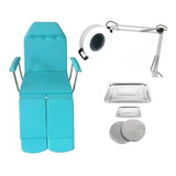 Kit Podologia Maca Cadeira Verde Exaustor Luminária E Brinde