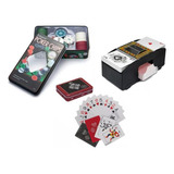 Kit Poker 100 Fichas   Embaralhador De Cartas   2 Baralhos