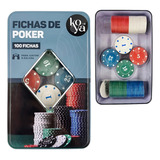 Kit Poker 100 Fichas Profissional Koya Em Lata Jogo Presente