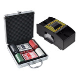 Kit Poker 107 Pçs Dados Baralhos Fichas Embaralhador Carta
