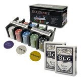 Kit Poker Completo 200 Fichas Lata Tecido Mesa