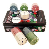 Kit Poker Profissional Em Lata 100 Fichas Super Luxo Jogo