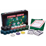 Kit Poker Profissional Lata 300 Fichas Chips 2 Baralhos