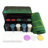 Kit Poker Texas Hold em Set 200 Fichas E 2 Baralhos