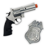 Kit Policial Brinquedo Cosplay Distintivo Revolver Fantasia