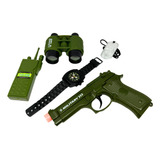 Kit Policial Completo Arma E Acessórios Brinquedo Militar