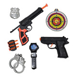 Kit Policial Infantil Brinquedo 2 Pistola Revolver Algemas