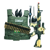 Kit Policial Infantil Com Colete Rifle Acessórios Realistas