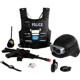 Kit Policial P Crianças C Arma De Brinquedo E Acessorios