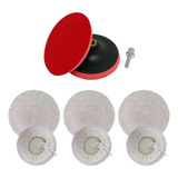 Kit Polimento 3 Boina Lã Disco 125mm Adaptador Furadeira
