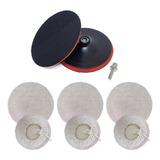 Kit Polimento 3 Boina Lã Disco 180mm Adaptador Furadeira