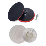 Kit Polimento Boina Lã Disco 180mm Adaptador Furadeira