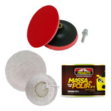 Kit Polimento Boina Lã Suporte 125mm Massa De Polir N2
