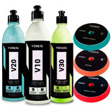 Kit Polimento V10 Corte V20 Refino V30 Lustro Boina 5 Vonixx