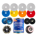 Kit Polir Granito Lixas Rebolo Disco Corte Desbaste Petrolux