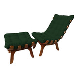 Kit Poltrona Costela Puff Costela Madeira suede Verde