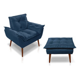 Kit Poltrona Opala Decorativa 01 Puff Opala Suede