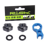 Kit Porca Válvula Presta Fina Tubeless Chave Risk Bike