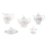 Kit Porcelana Chá E Café Cafeteira Bule Leiteira Açucareiro Mantegueira Eterna