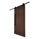 Kit Porta 90cm De Correr Roldana Aparente Trilho 2m Preto