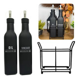 Kit Porta Azeite E Vinagre Vidro C Suporte E Bico Dosador