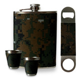Kit Porta Bebidas Cantil De Bolso Militar Rum Whisky Tequila