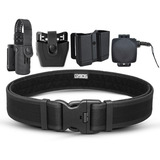 Kit Porta Carregador Algemas Lanterna Cinto E Fiel Cáqui