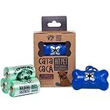 Kit Porta Cata Caca Osso Azul Com 4 Rolos De Saquinhos Pipicão