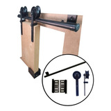 Kit Porta Celeiro Tubular Preto Roldana Aparente 2 00m