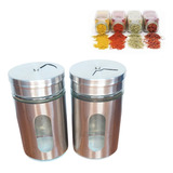 Kit Porta Condimentos Saleiro Tempero Pimenta Aço Inox 2unid