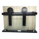 Kit Porta Correr Roldana Aparente Preto 3 Metros Vidro