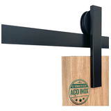 Kit Porta Correr Roldana Aparente Preto Fosco Trilho 2metros