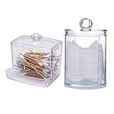 Kit Porta Cotonete Em Acrílico Com Tampa Porta Disco Algodão Em Acrílico