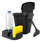 Kit Porta Detergente Esponja Lixeira E Rodo Pia De Cozinha