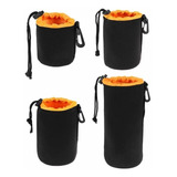 Kit Porta Lente Laranja Neoprene Com 4 Unidades Passa Cinto