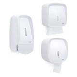 Kit Porta Papel Toalha Higienico Saboneteira Invoq Branco