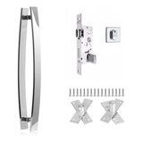 Kit Porta Puxador Curvo 100cm Fechadura Regulável Pivo