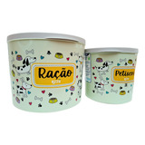 Kit Porta Ração E Petisco Pote Hermético Verde Bpa Free 2uni