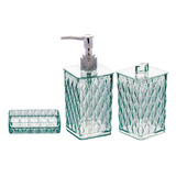 Kit Porta Sabonete Líquido Cotonete Sabão Em Barra Lavabo