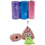 Kit Porta Saquinhos Higiênicos Cata Caca Pet Cão Cachorro Emoji Com 3 Refil Rolo Com 45 Sacos De Lixo 