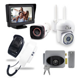 Kit Porteiro Eletrônico C monitor Fechadura Câmera Wifi