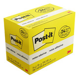 Kit Post it Adesivo 24 Blocos De 100 Folhas 3m Cor Amarelo