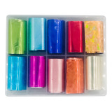 Kit Pote De 10 Foil Decoração Unha Cores Estilo Manicure 3d