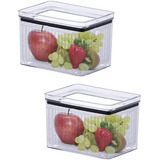 Kit Pote Hermético C Escorredor Interno Fruta Verdura 2 Pçs