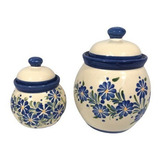Kit Pote Mantimentos Cerâmica Decorativa 2 Peças