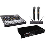 Kit Potência 200wrms Li 800 + Mesa Xms1202 + Mic Dw-602s