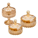 Kit Potiche Decorativo Bomboniere Pote Vidro Tampa Baleiro W