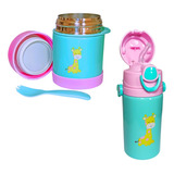 Kit Potinho Térmico Bebe Papinha C Talher E Garrafinha Alum