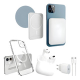 Kit Power Bank Capa Carregador Fone Sem Fio P iPhone