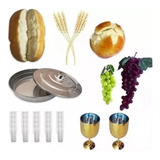 Kit Pra Ceia C Bandeja De Pao Uvas Paes Trigo Tacas